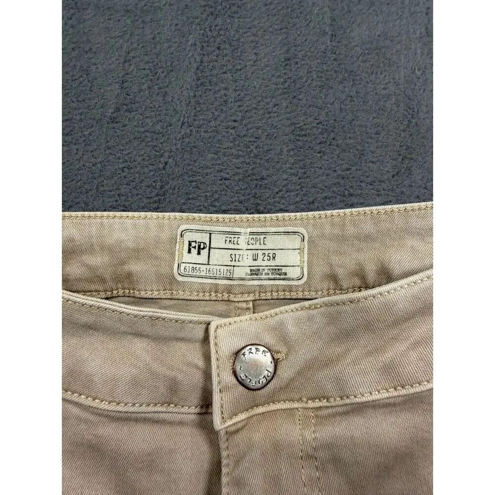 Free People Just Float On Flare Jeans 25R Beige Khaki Bell‎ Bottom Stretch